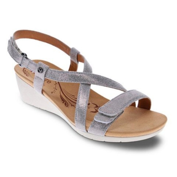 Revere Luxor Gold Wash Calf Skin Leather Sandal Silver Size 12M$180